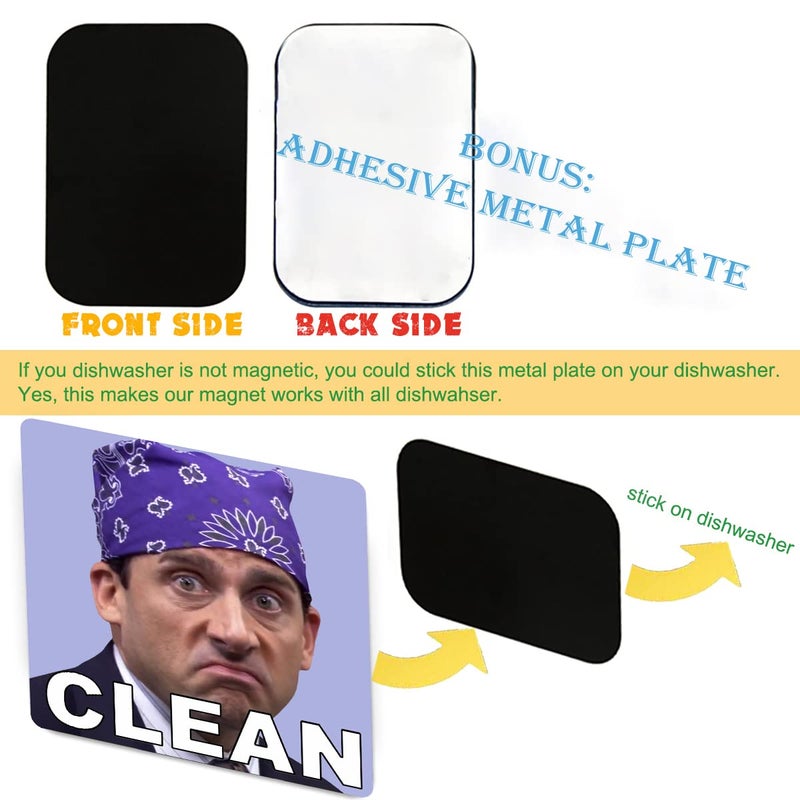 saizone Michael Scott Prison Mike Dishwasher Magnet Clean Dirty Sign Sticker Strongest Magnet Double Sided Flip with Metal Magnetic Plate Universal Kitchen Dish Washer Reversible Indicator - Image 5